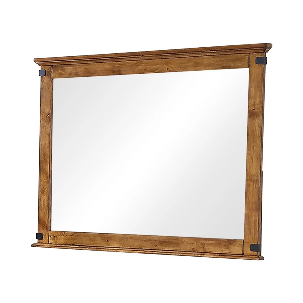 Brenner Rectangular Dresser Mirror Rustic Honey Finish Solid Wood