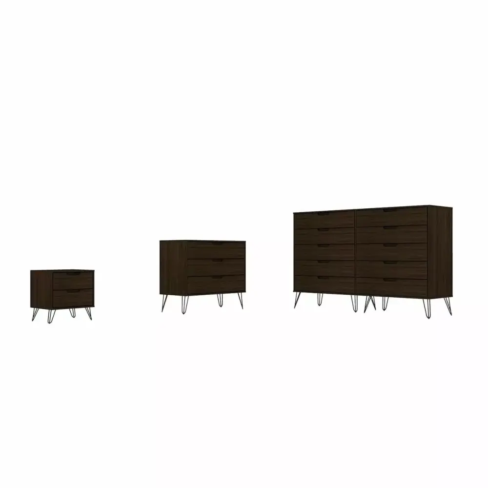 Rockefeller 3-Piece Dresser and Nightstand Set - Classic Bedroom Storage Solution