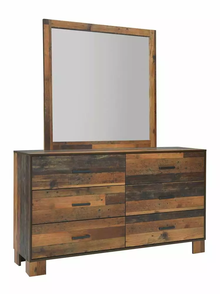 Sidney 6-Drawer Dresser Rustic Pine Wood Bedroom Furniture