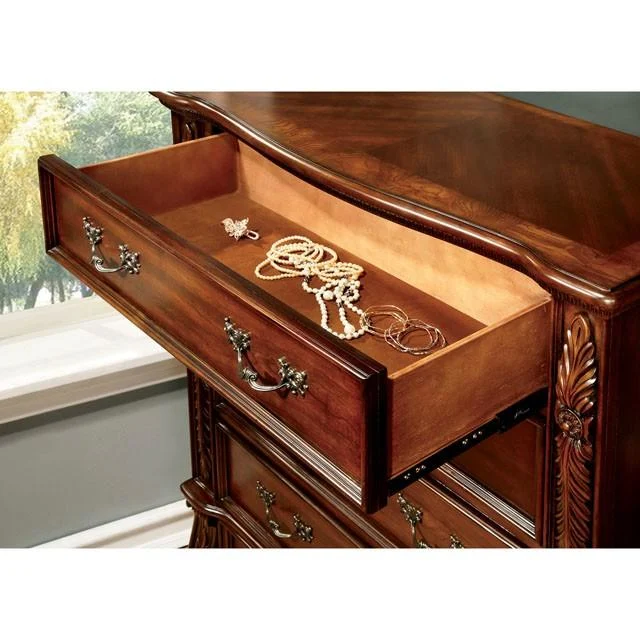 ARTHUR Brown Cherry Chest - Traditional Solid Wood Storage Dresser