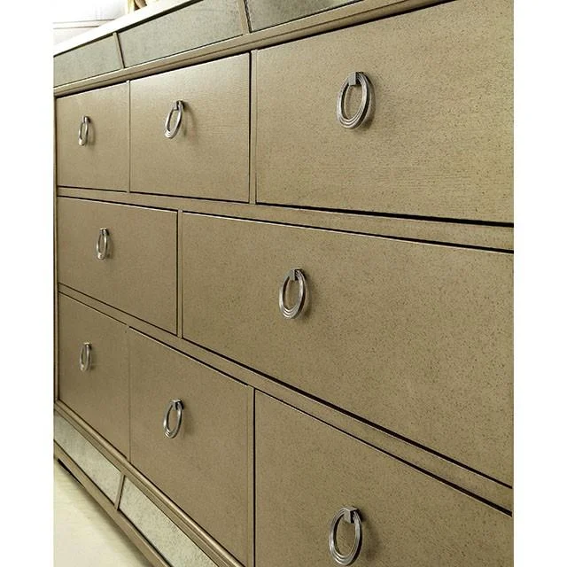 LORAINE Champagne Dresser with Mirror for Bedroom