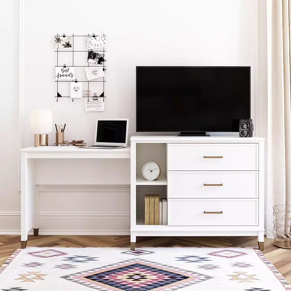 CosmoLiving Westerleigh 3-in-1 Media Dresser White Modern Storage