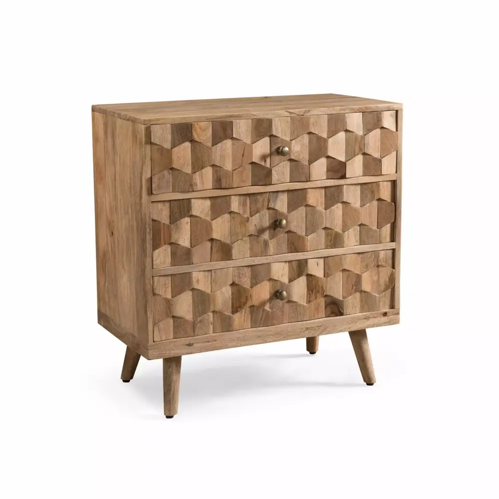 Farmhouse 3-Drawer Dresser Large Nightstand Rustic Oak Storage Multi-functional Bedside Table