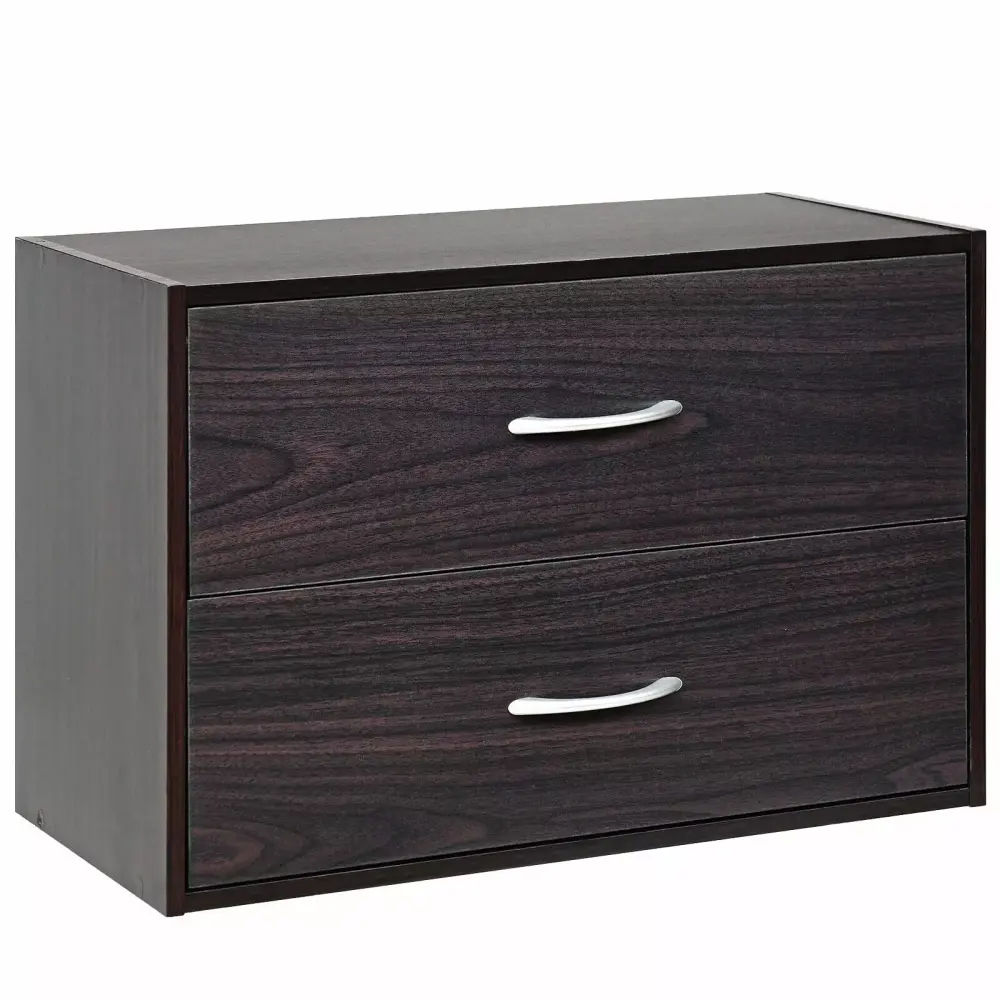 2 Drawer Stackable Storage Cabinet Dresser Chest Espresso