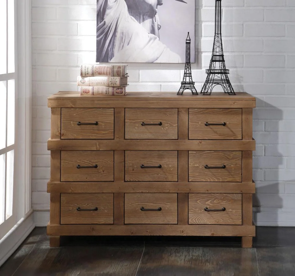 Adams Antique Oak Dresser - Vintage Wooden Chest of Drawers for Bedroom
