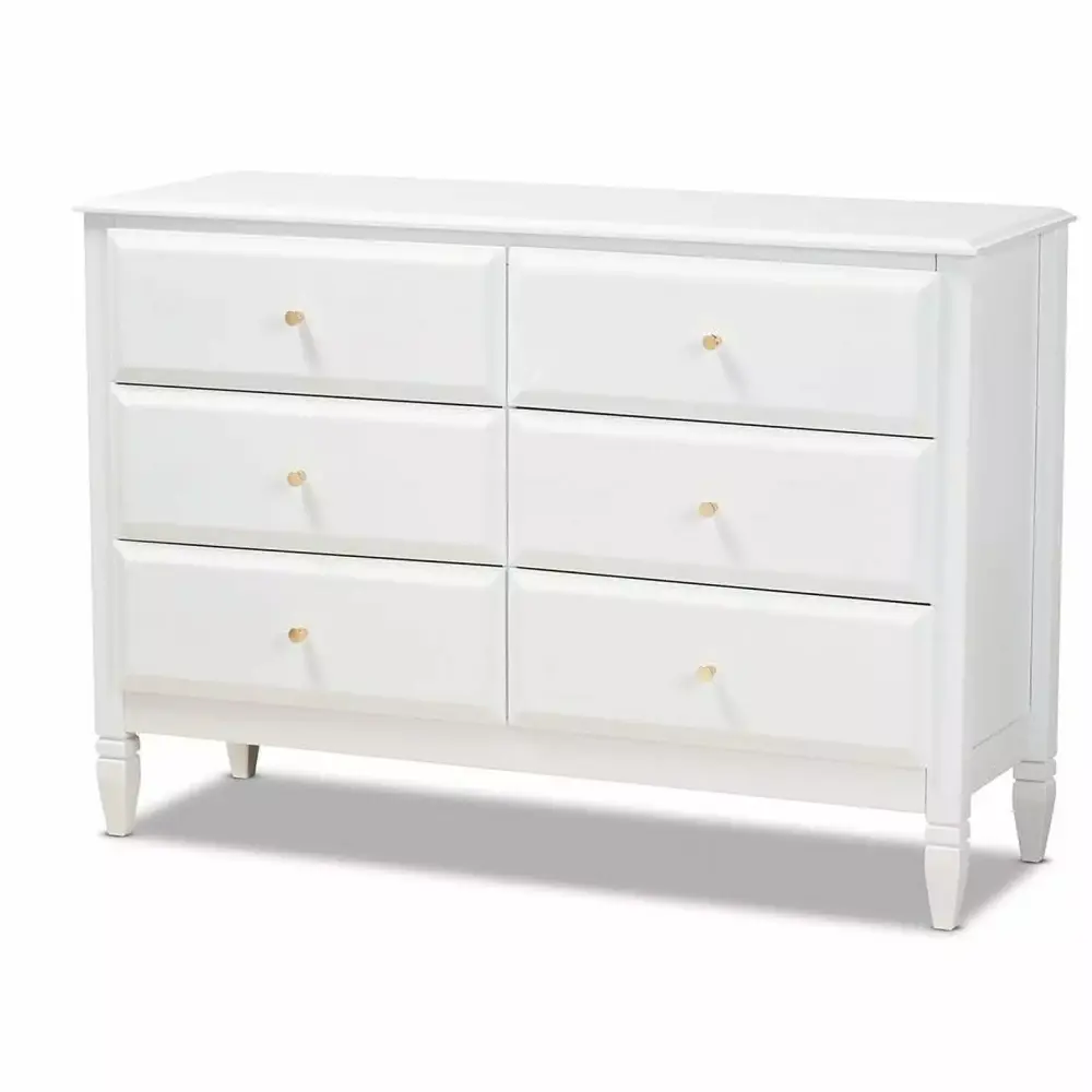 Bowery Hill White Finished Wood 6-Drawer Bedroom Dresser