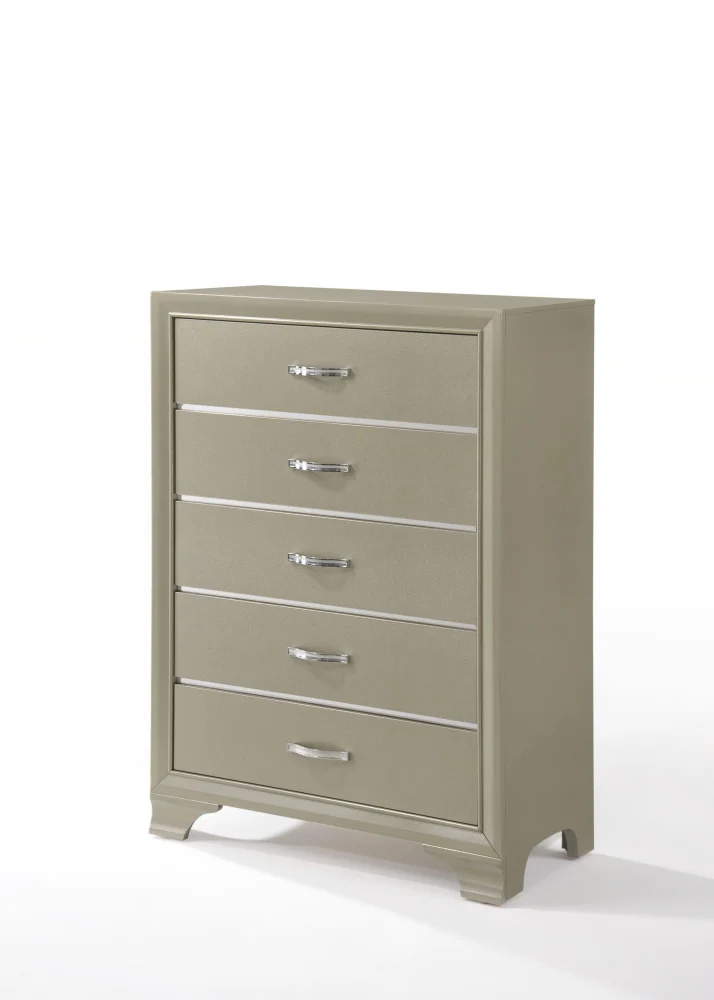 Carine Champagne Chest Dresser with Soft Close Drawers