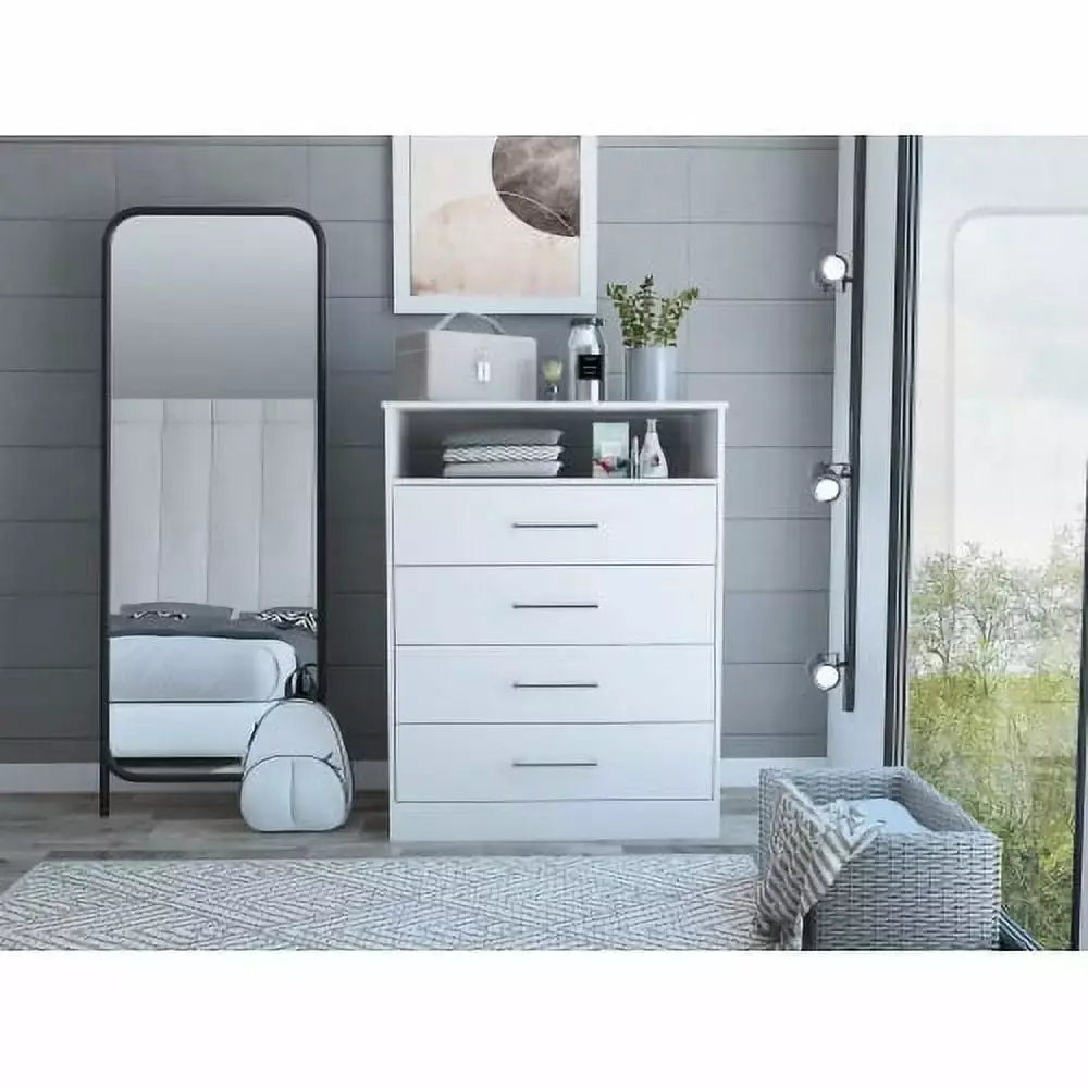 Cassville 4-Drawer 1-Shelf Dresser White - Compact Storage Solution for Small Spaces