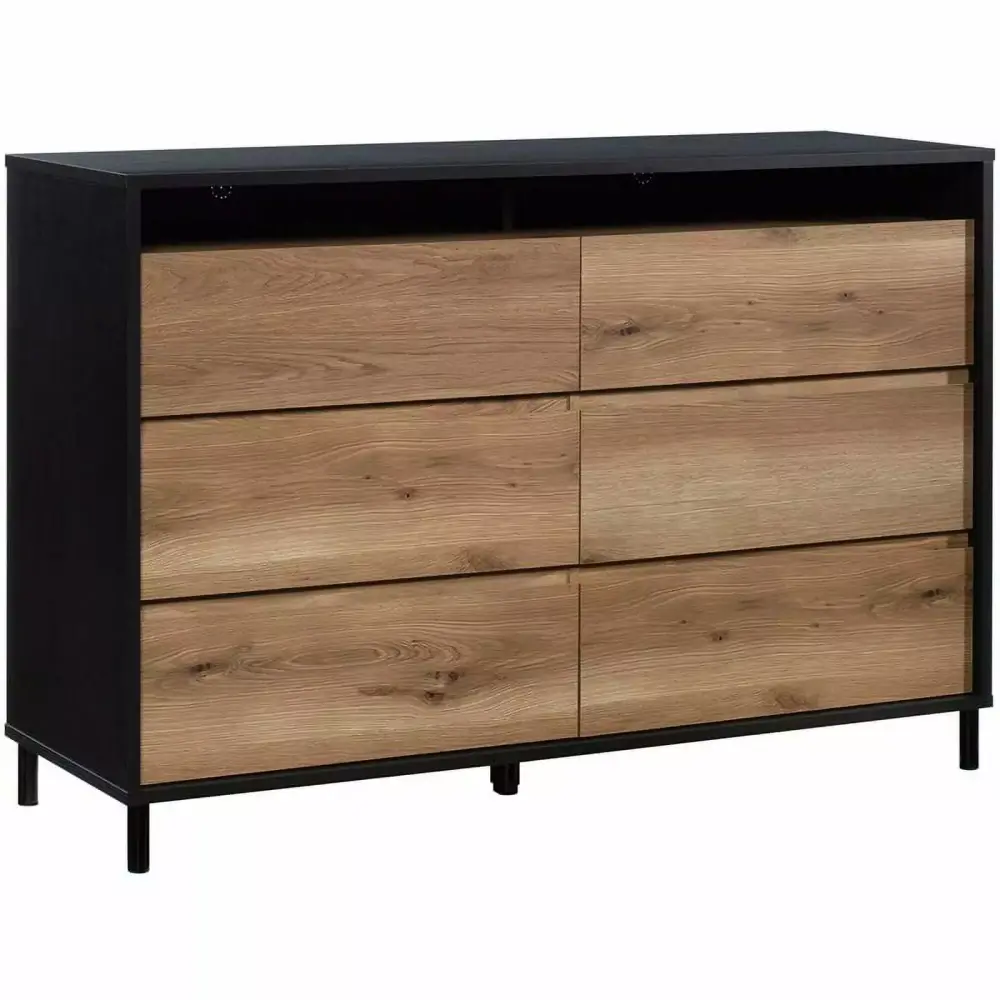Sauder Acadia Way Modern 6-Drawer Dresser in Raven Oak Finish