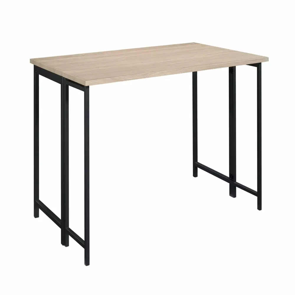 Sauder Curiod Metal Frame Wood Top Table with Drop Leaf Charter Oak Finish