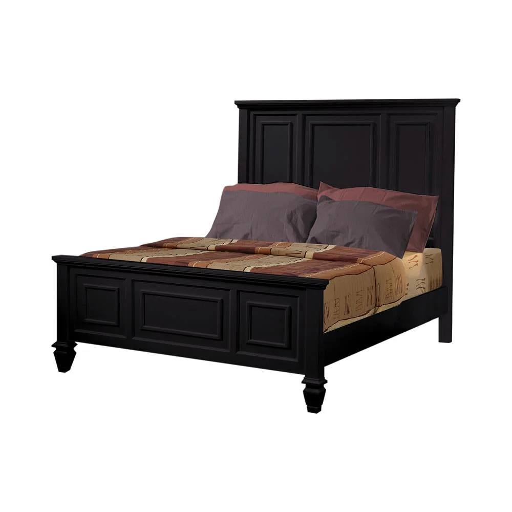 Sandy Beach Eastern King Panel Bed with High Headboard in Black Modern Bedroom Furniture