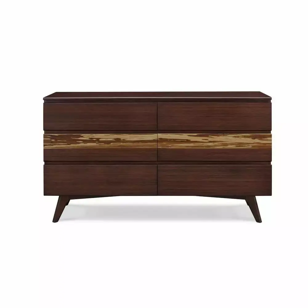 Bamboo 6 Drawer Double Dresser Sable/Tiger Modern Azara by Greenington