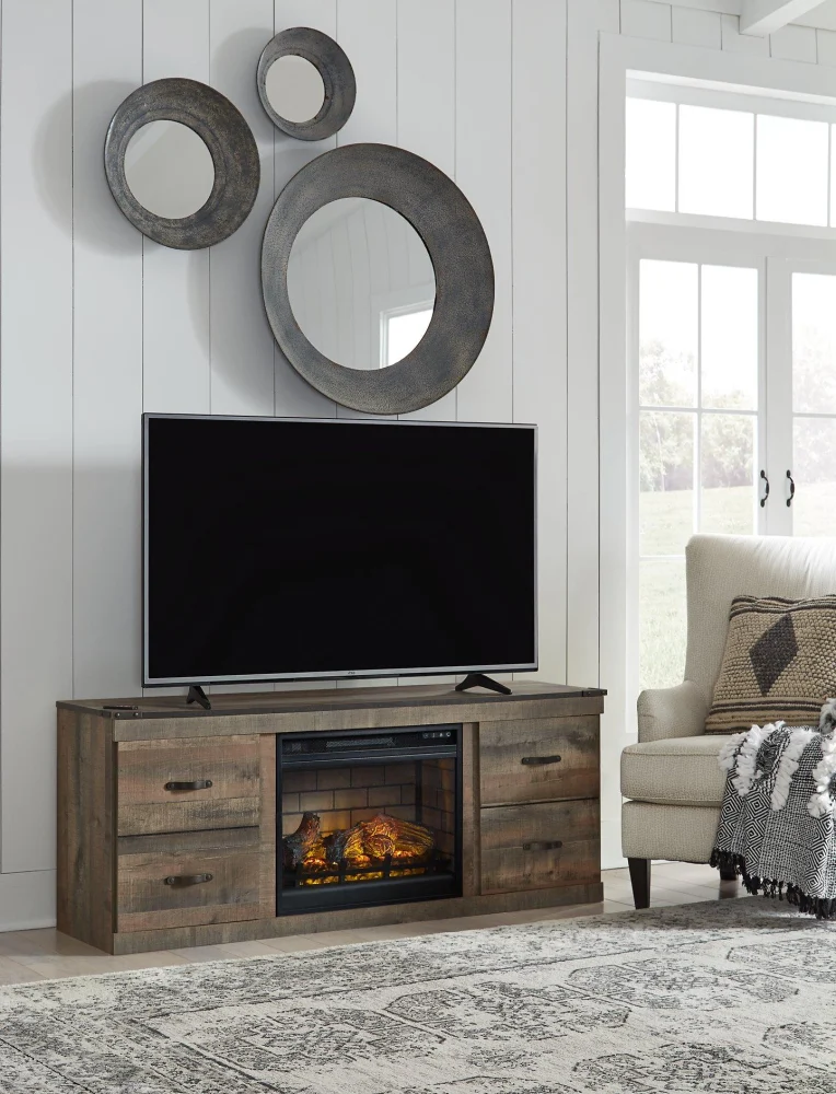 Trinell TV Stand with Electric Fireplace for Living Room