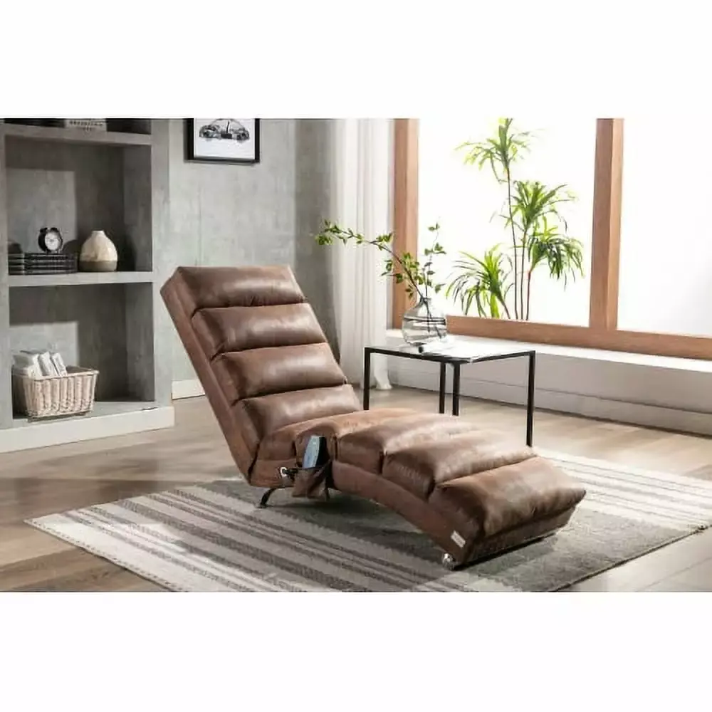 Electric Massage Chaise Lounge Chair - Modern Recliner for Bedroom, Living Room, Office - Coffee Upholstery