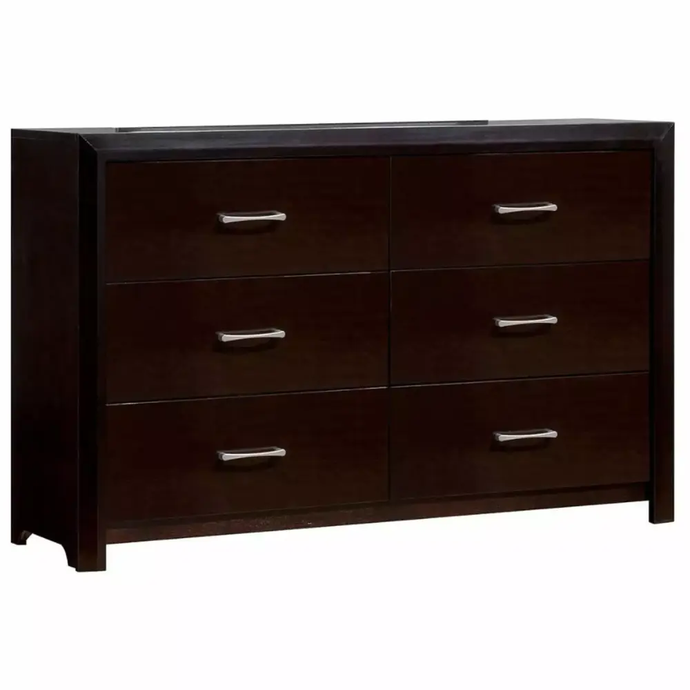 Benzara Spacious Elegant Wooden Dresser in Espresso Brown for Luxe Bedrooms