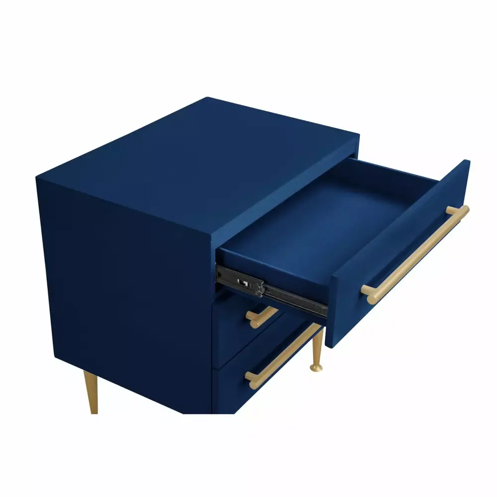 Bellanova Navy Nightstand with Gold Accents - Elegant Bedroom Side Table