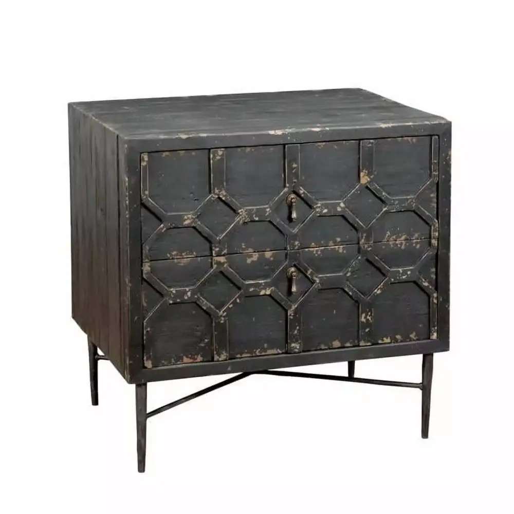 Moti Aliso Samara 2 Drawer Nightstand - Elegant Bedside Table
