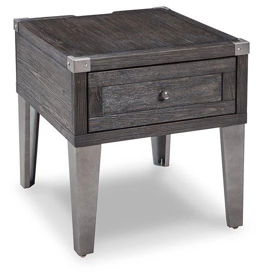 Todoe End Table Set of 2 with Metal Frame and Tempered Glass Tops