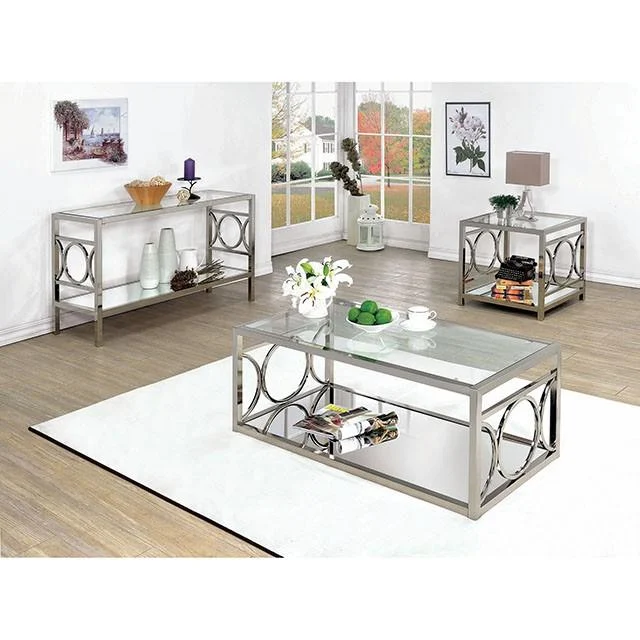 RYLEE Chrome End Table with Glass Top