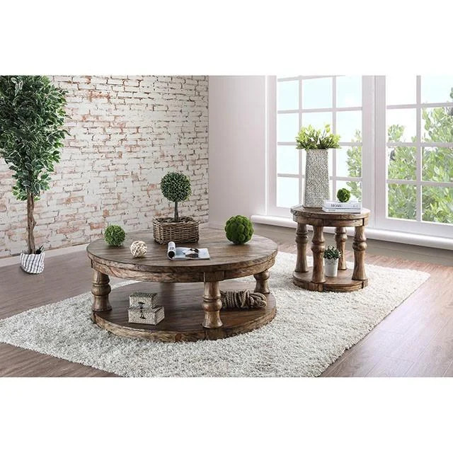 Mika Antique Oak End Table Rustic Living Room Side Table