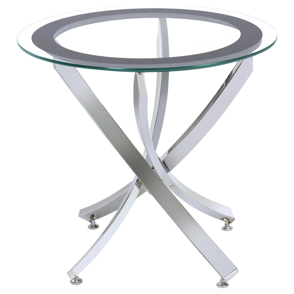 Brooke Glass Top End Table in Chrome and Black