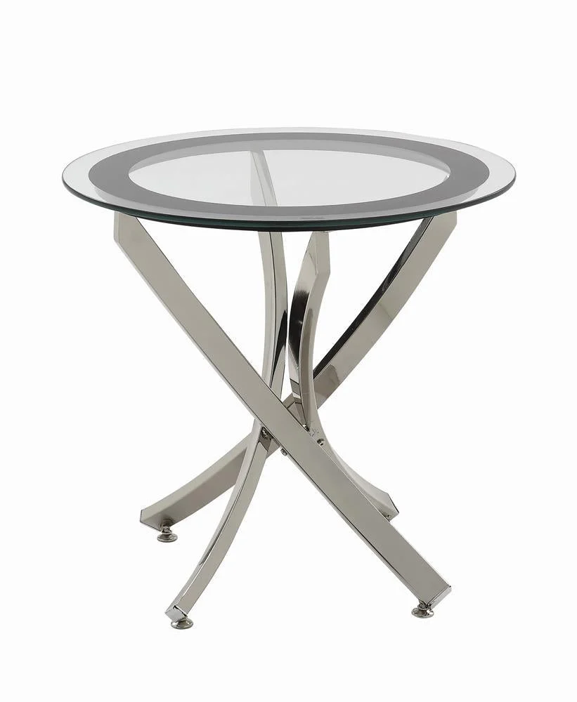 Brooke Glass Top End Table in Chrome and Black