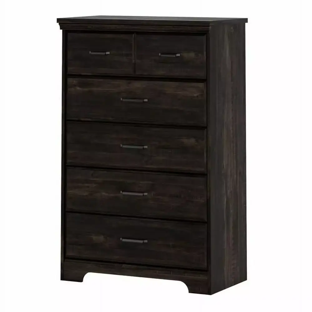 Pemberly Row Traditional 5-Drawer Engineered Wood Chest Rubbed Black