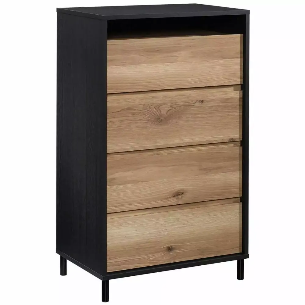 Pemberly Row 4-Drawer Modern Engineered Wood Chest in Raven Oak for Bedroom