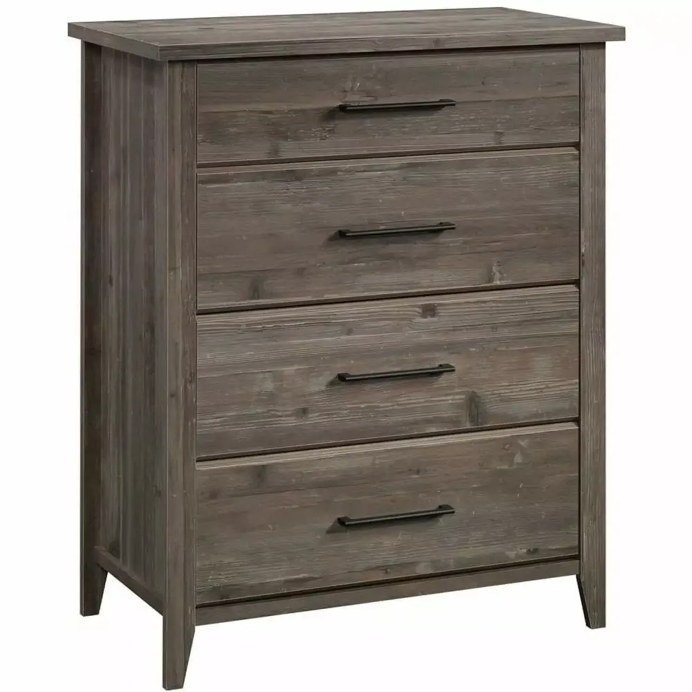 Pemberly Row Engineered Wood 4-Drawer Bedroom Chest in Pebble Pine - Storage Dresser