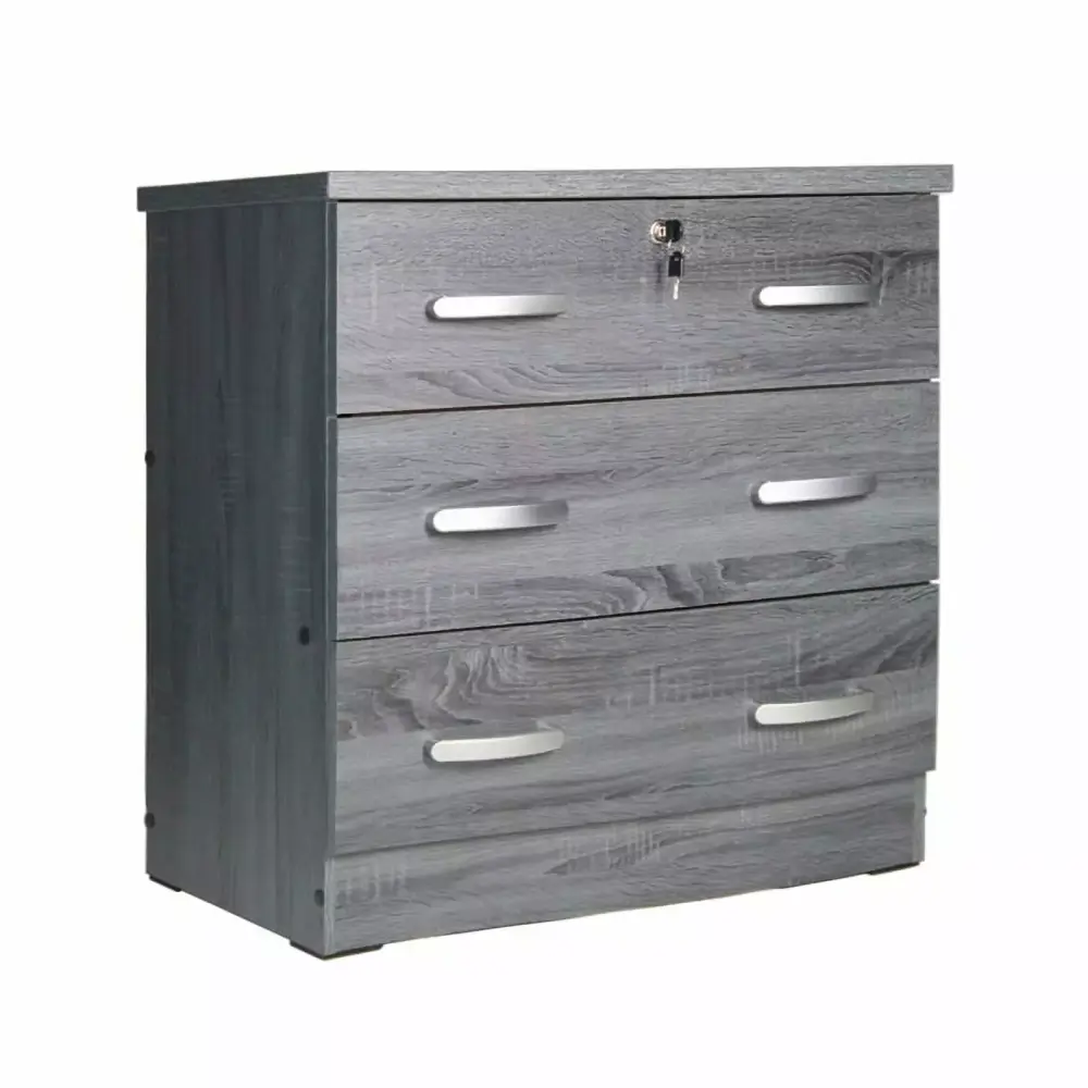 Better Home Products 3 Drawer Engineered Wood Chest Bedroom Dresser in Gray