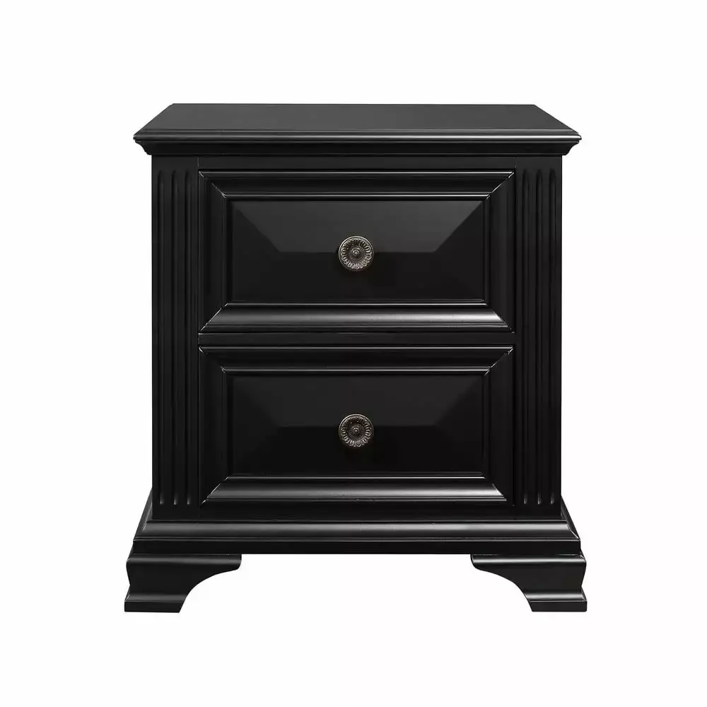 Global Furniture USA Carter Engineered Wood 2-Drawer Nightstand in Antique Black