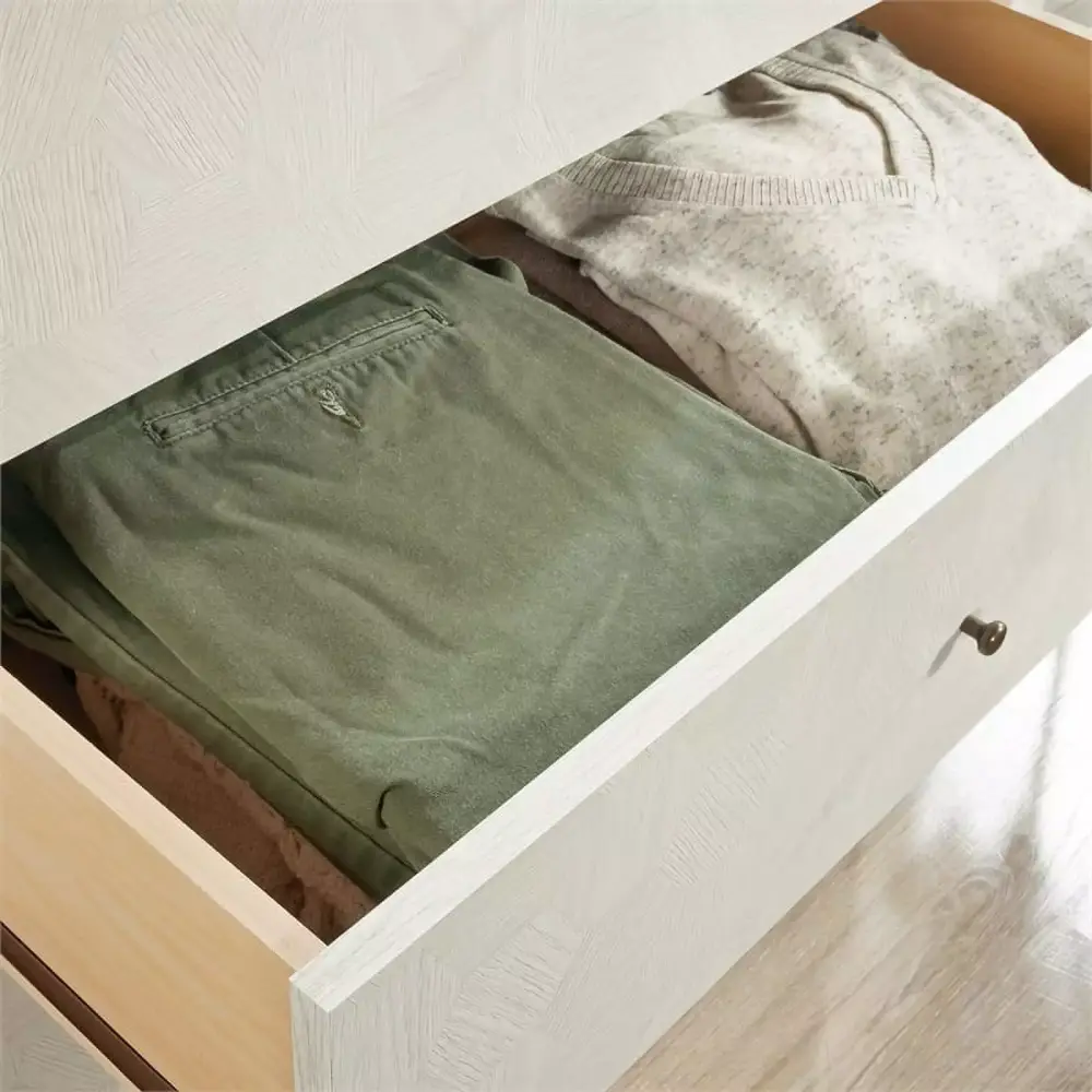 Pemberly Row Modern Engineered Wood 4-Drawer Chest Glacier Oak
