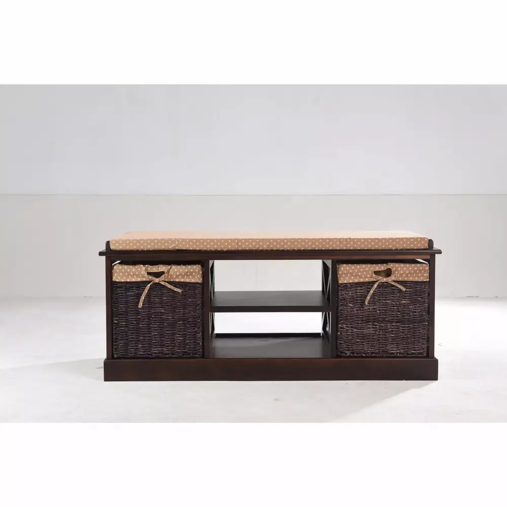 First Lighting Greenville Cherry-Finish Solid Wood and MDF Entryway Storage Bench