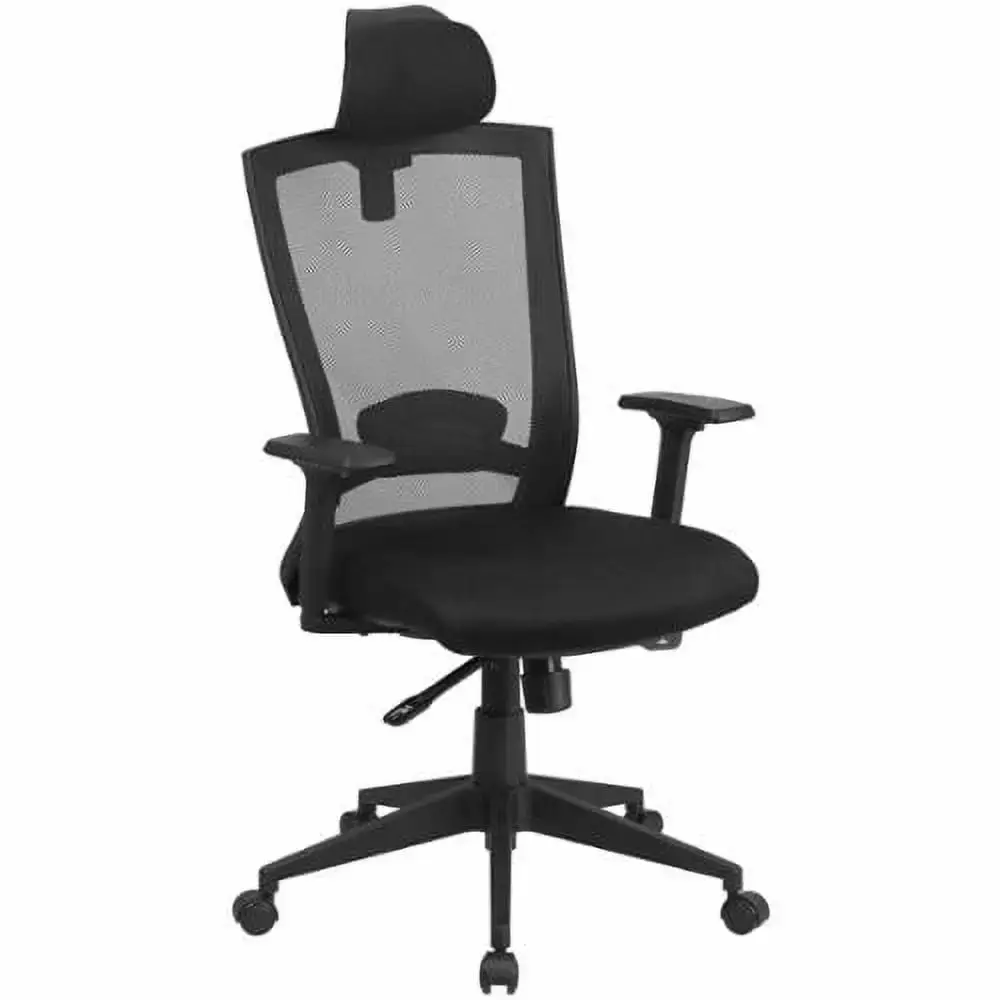 A Line Furniture Frida Black Mesh Executive Swivel Office Chair with Back Angle Adjustment and Headrest