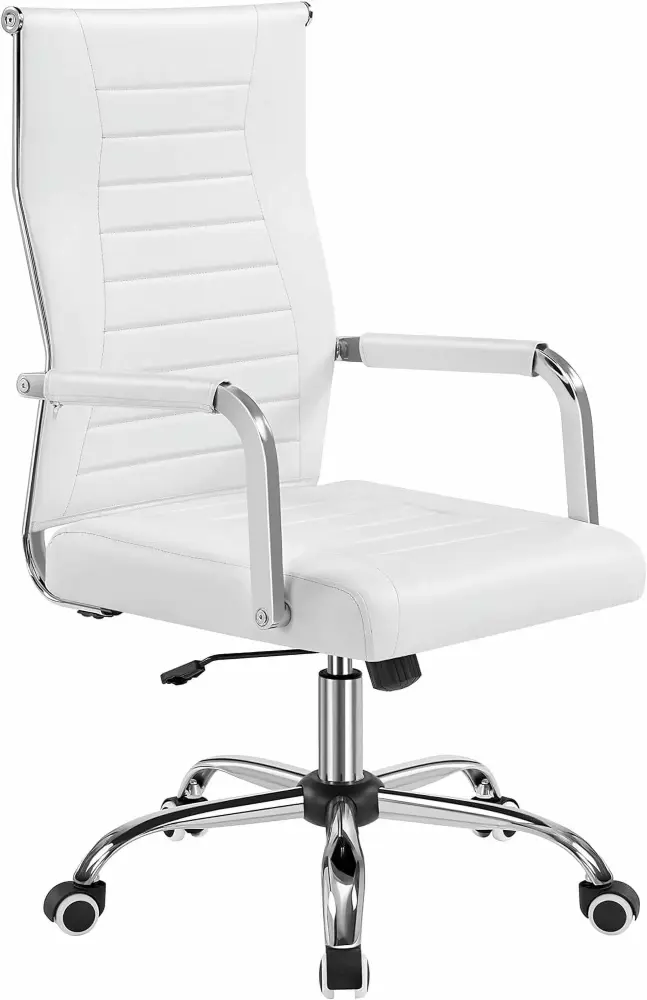 BIZFURN High-Back Executive Office Chair Ergonomic PU Leather Adjustable Height Task Chair for Conference and Home White