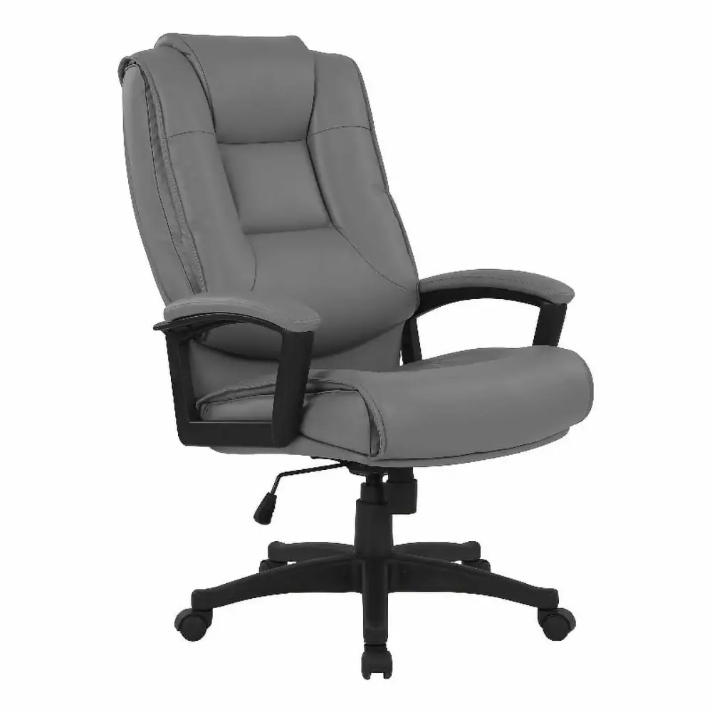 High Back Charcoal Bonded Leather Chair with Padded Loop Arms - Stylish Office Chair
