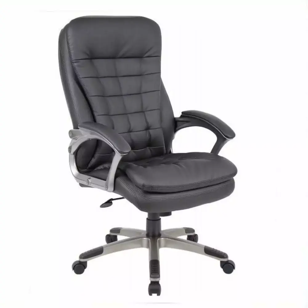 Kingfisher Lane Leather High Back Pillow Top Office Chair in Black - Luxurious Comfort