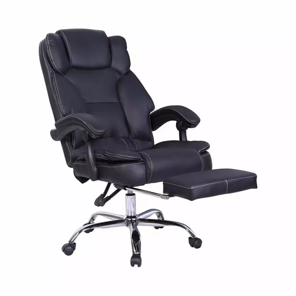 Pemberly Row Ergonomic Faux Leather Executive Office Chair in Black