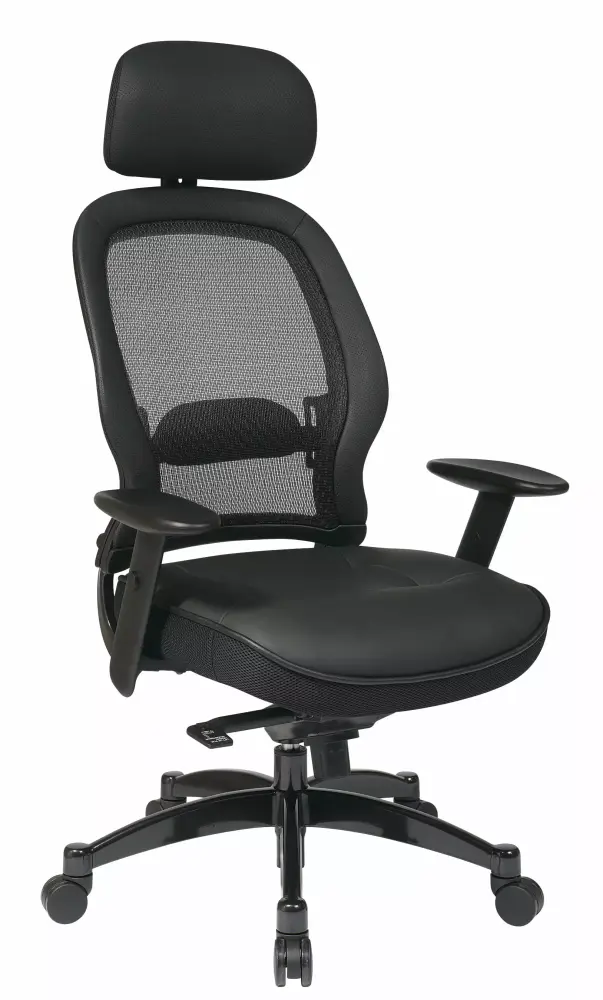 SPACE Deluxe Matrex Black Back Executive Office Chair with Leather Seat
