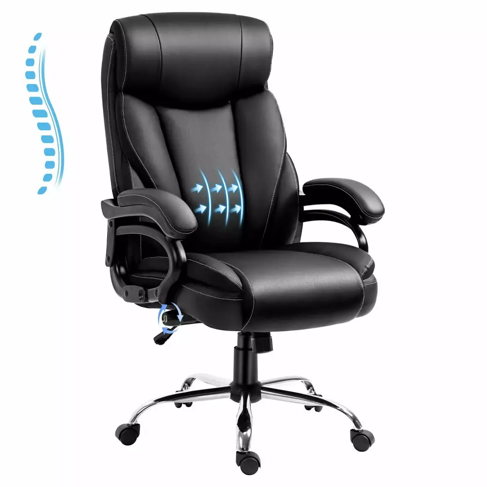 350lbs Big and Tall Office Chair Adjustable Lumbar Support High Back Executive Desk Chair