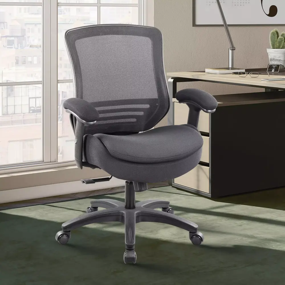 400lbs Double Seat Cushion Office Chair with Soft Armrests and Lumbar Support