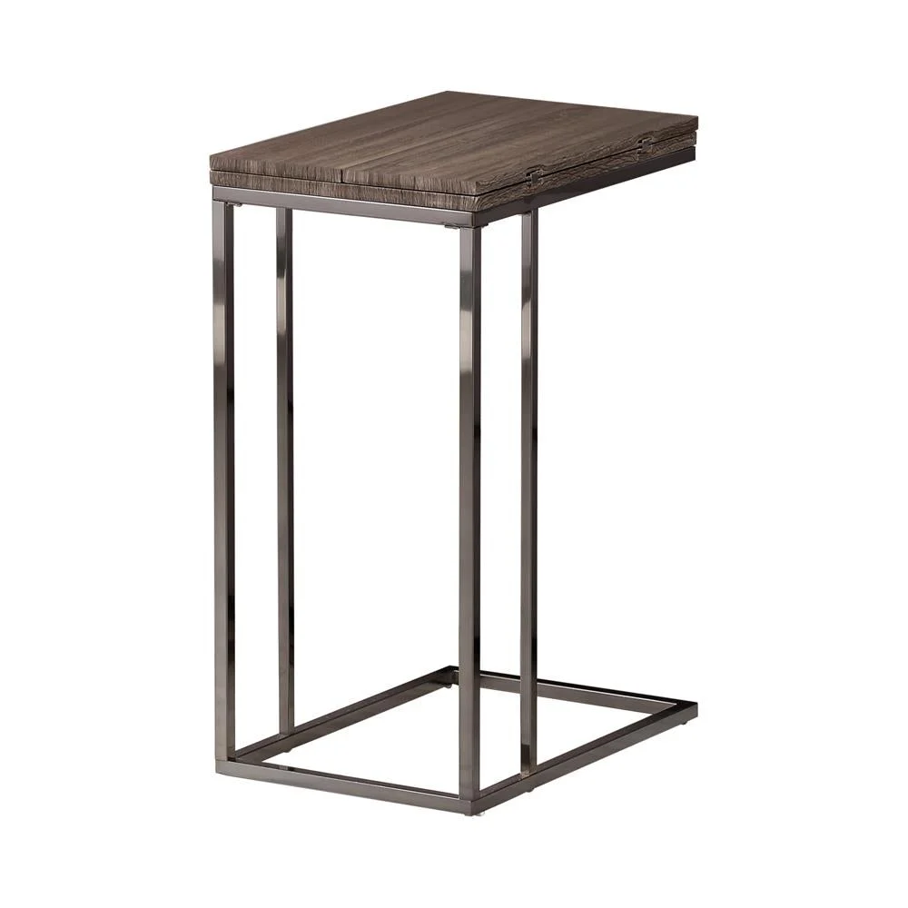 Pedro Expandable Top Accent Table Weathered Grey and Black - Versatile Side Table with Extendable Top