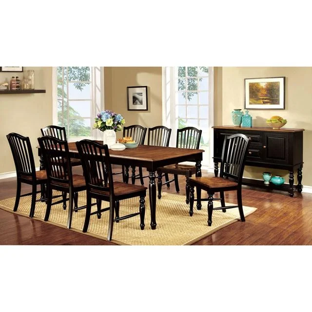 MAYVILLE Black and Antique Oak Dining Table with 18 Inch Leaf