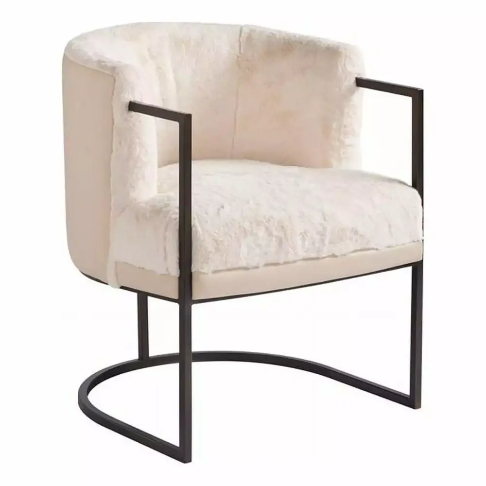 Universal Alpine Valley Creamy Leather and White Faux Fur Accent Chair