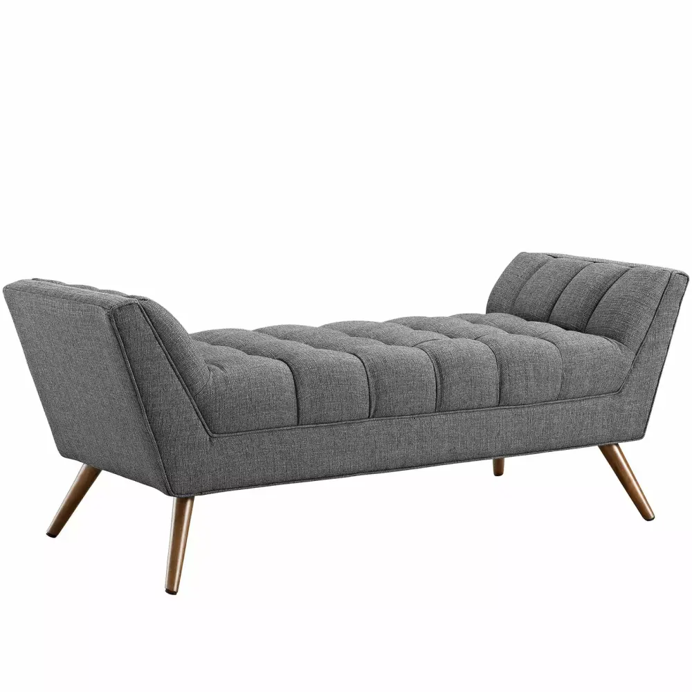 Modern Contemporary Medium Fabric Bench in Grey for Living Room or Bedroom