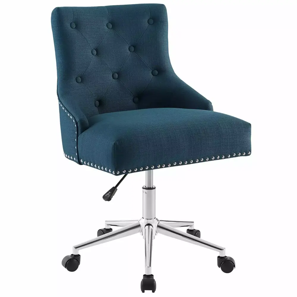 Ergode Regent Tufted Button Swivel Upholstered Fabric Office Chair in Azure