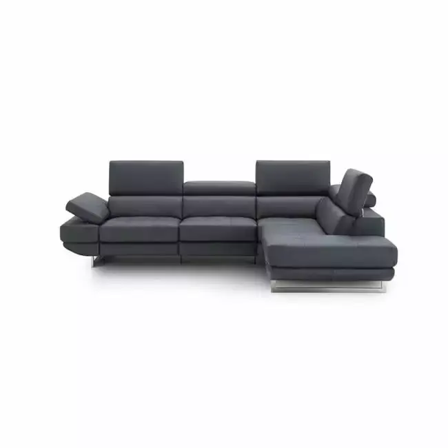 J&M Furniture Annalaise Left Hand Facing Chaise Lounge Blue & Grey 117x93x41 in