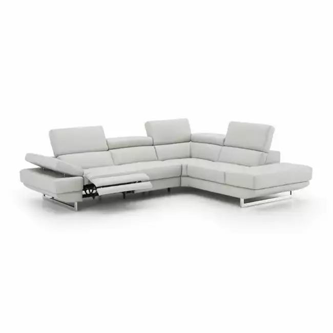 J&M Furniture Annalaise Left Hand Facing Chaise Lounge Silver & Grey 117x93x41 in