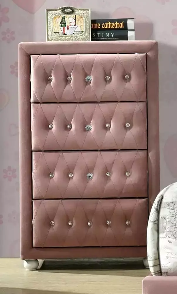 ACME Reggie Pink Fabric Chest 30826 Soft Storage Solution for Bedroom