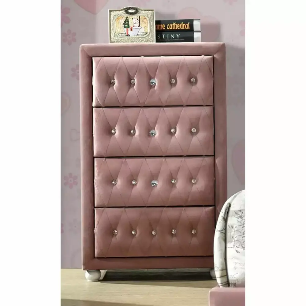 Miekor Furniture Reggie Chest Pink Fabric 30826